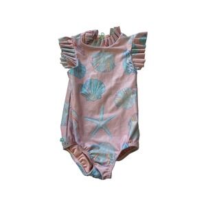 Pepita &‎ Me Girls Pink Metallic Seashell One Piece Swimsuit Size 2 Ruffle I01